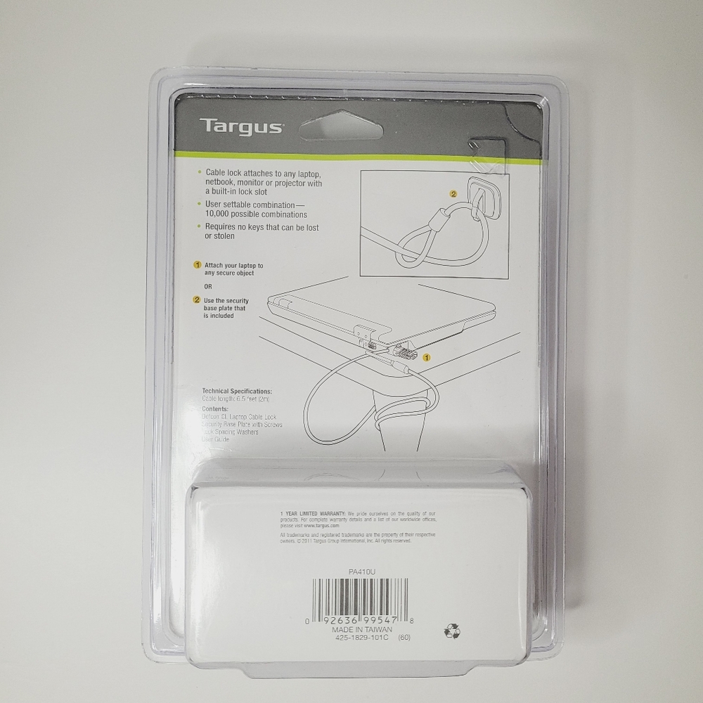 TARGUS Laptop Lock Defcon Combination Cable Netbook Monitor Projector 6.5 FT - Picture 2 of 3